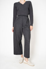 Fabiana Filippi Boiled Wool Wide Cropped Pants With Filo Diamante Loop in Grey