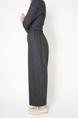 Fabiana Filippi Boiled Wool Wide Cropped Pants With Filo Diamante Loop in Grey