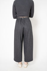 Fabiana Filippi Boiled Wool Wide Cropped Pants With Filo Diamante Loop in Grey