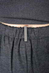 Fabiana Filippi Boiled Wool Wide Cropped Pants With Filo Diamante Loop in Grey