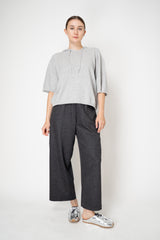 Fabiana Filippi Boiled Wool Wide Cropped Pants With Filo Diamante Loop in Grey