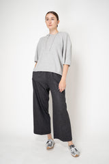 Fabiana Filippi Boiled Wool Wide Cropped Pants With Filo Diamante Loop in Grey