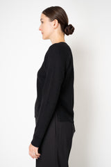 Rocco Ragni Wool Cashmere Ribbed Knit Filo Diamante V-Neck Pullover in Black