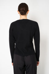 Rocco Ragni Wool Cashmere Ribbed Knit Filo Diamante V-Neck Pullover in Black