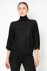 Fabiana Filippi Lightweight Sequin Turtle Neck Sweater in Black