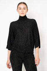 Fabiana Filippi Lightweight Sequin Turtle Neck Sweater in Black