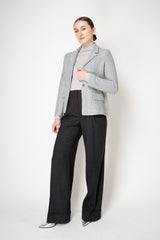 Amina Rubinacci Stretch Knit Wool Viscose Sequined Jacket in Silver