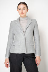 Amina Rubinacci Stretch Knit Wool Viscose Sequined Jacket in Silver