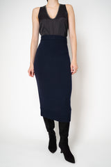 Amina Rubinacci Pull-On Style Knit Maxi Skirt in Navy