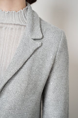 Amina Rubinacci Stretch Knit Wool Viscose Sequined Jacket in Silver