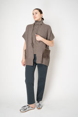 Lorena Antoniazzi Cable Knit High Neck Sleeveless Pullover in Taupe