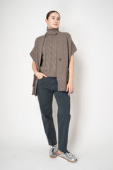 Lorena Antoniazzi Cable Knit High Neck Sleeveless Pullover in Taupe