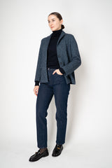 Amina Rubinacci Single Breasted Knit Blazer Jacket in Navy Turquoise Melange