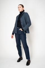 Amina Rubinacci Single Breasted Knit Blazer Jacket in Navy Turquoise Melange