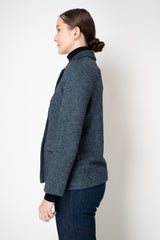 Amina Rubinacci Single Breasted Knit Blazer Jacket in Navy Turquoise Melange
