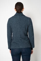 Amina Rubinacci Single Breasted Knit Blazer Jacket in Navy Turquoise Melange