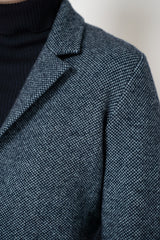 Amina Rubinacci Single Breasted Knit Blazer Jacket in Navy Turquoise Melange