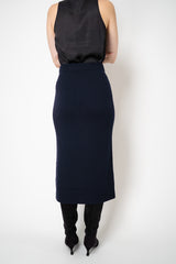 Amina Rubinacci Pull-On Style Knit Maxi Skirt in Navy