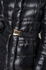 Herno A-line Hooded Goose Down Padded Belted Coat in Black