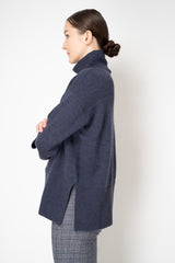 Amina Rubinacci Wool Knit Turtleneck Pullover in Indigo Melange
