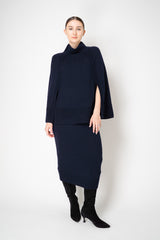 Amina Rubinacci Pull-On Style Knit Maxi Skirt in Navy