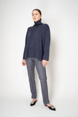 Amina Rubinacci Stretch Knit Wool Slim Trousers in Grey Plaid