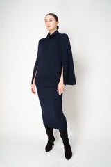 Amina Rubinacci Pull-On Style Knit Maxi Skirt in Navy