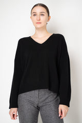 Amina Rubinacci Knit Cashmere V-Neck Pullover in Black