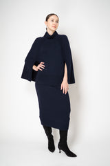 Amina Rubinacci Pull-On Style Knit Maxi Skirt in Navy
