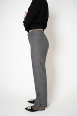 Amina Rubinacci Stretch Knit Wool Slim Trousers in Grey Houndstooth
