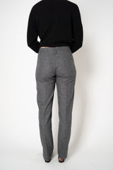 Amina Rubinacci Stretch Knit Wool Slim Trousers in Grey Houndstooth