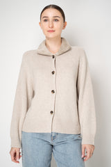 Amina Rubinacci Wool Cashmere Knit Jacket with Faux Fur Collar in Almond