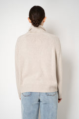 Amina Rubinacci Wool Cashmere Knit Jacket with Faux Fur Collar in Almond