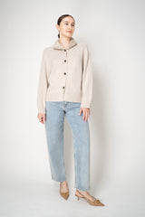 Amina Rubinacci Wool Cashmere Knit Jacket with Faux Fur Collar in Almond