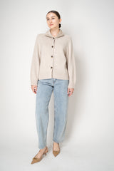 Amina Rubinacci Wool Cashmere Knit Jacket with Faux Fur Collar in Almond