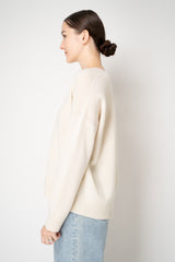 Amina Rubinacci Knit Cashmere V-Neck Pullover in Off-White