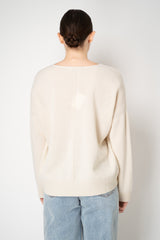 Amina Rubinacci Knit Cashmere V-Neck Pullover in Off-White