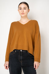Amina Rubinacci Knit Cashmere V-Neck Pullover in Pumpkin