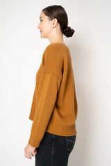 Amina Rubinacci Knit Cashmere V-Neck Pullover in Pumpkin