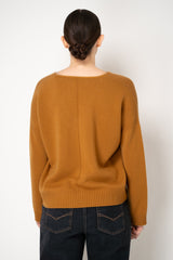 Amina Rubinacci Knit Cashmere V-Neck Pullover in Pumpkin