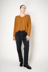 Amina Rubinacci Knit Cashmere V-Neck Pullover in Pumpkin
