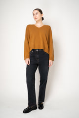 Amina Rubinacci Knit Cashmere V-Neck Pullover in Pumpkin