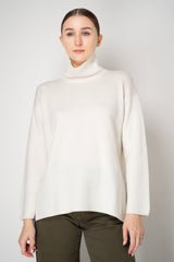 Amina Rubinacci Wool Knit Turtleneck Pullover in Off-White