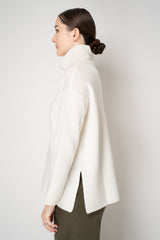 Amina Rubinacci Wool Knit Turtleneck Pullover in Off-White