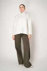 Amina Rubinacci Wool Knit Turtleneck Pullover in Off-White
