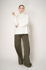 Amina Rubinacci Wool Knit Turtleneck Pullover in Off-White
