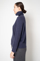Amina Rubinacci knit Cashmere Turtleneck Pullover in Indigo Melange