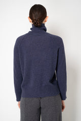Amina Rubinacci knit Cashmere Turtleneck Pullover in Indigo Melange
