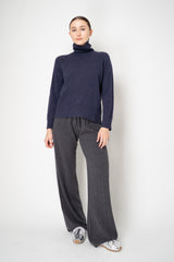 Amina Rubinacci knit Cashmere Turtleneck Pullover in Indigo Melange