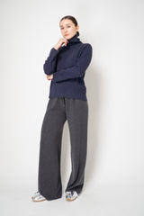Amina Rubinacci knit Cashmere Turtleneck Pullover in Indigo Melange